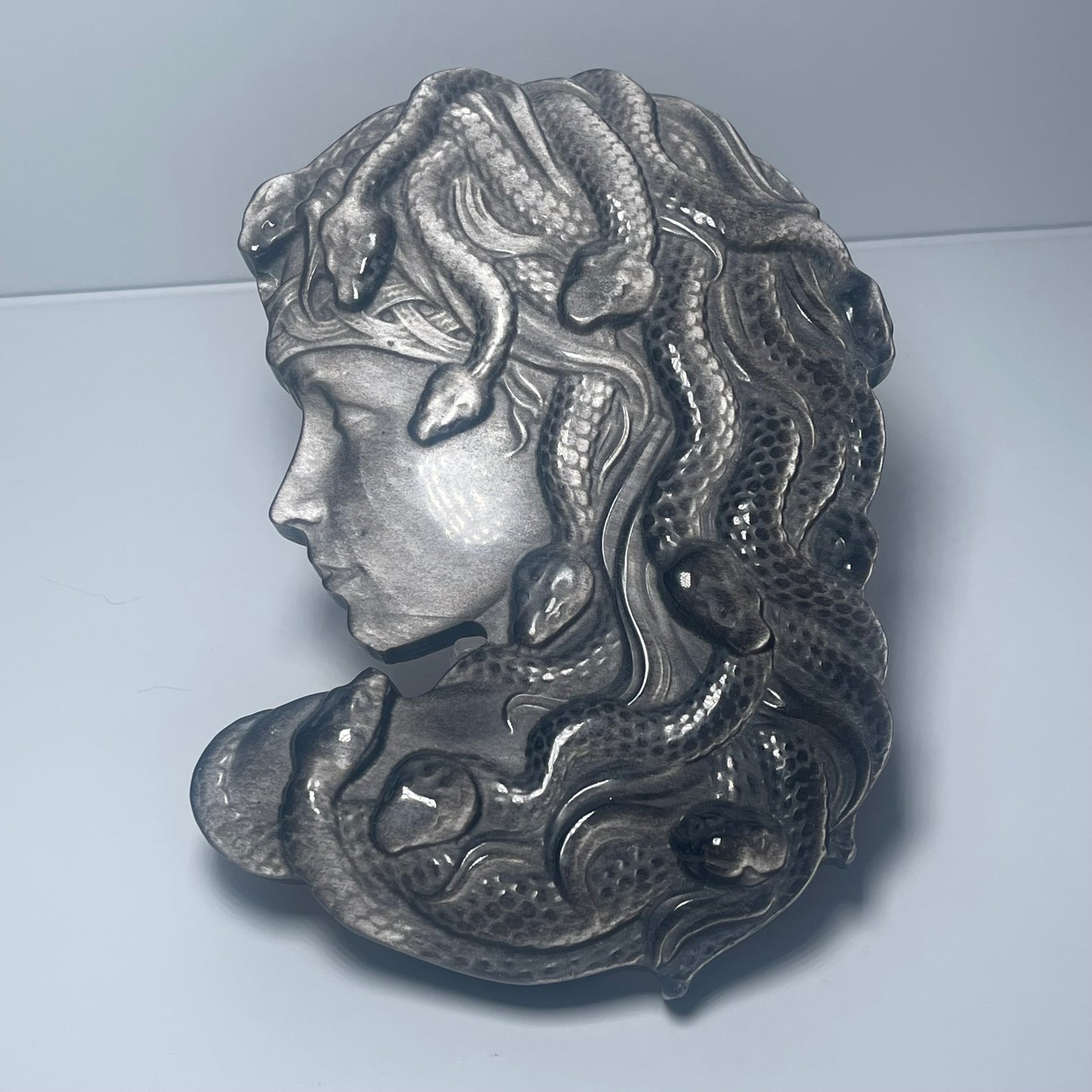 Silver Sheen Obsidian Medusa Silhouette