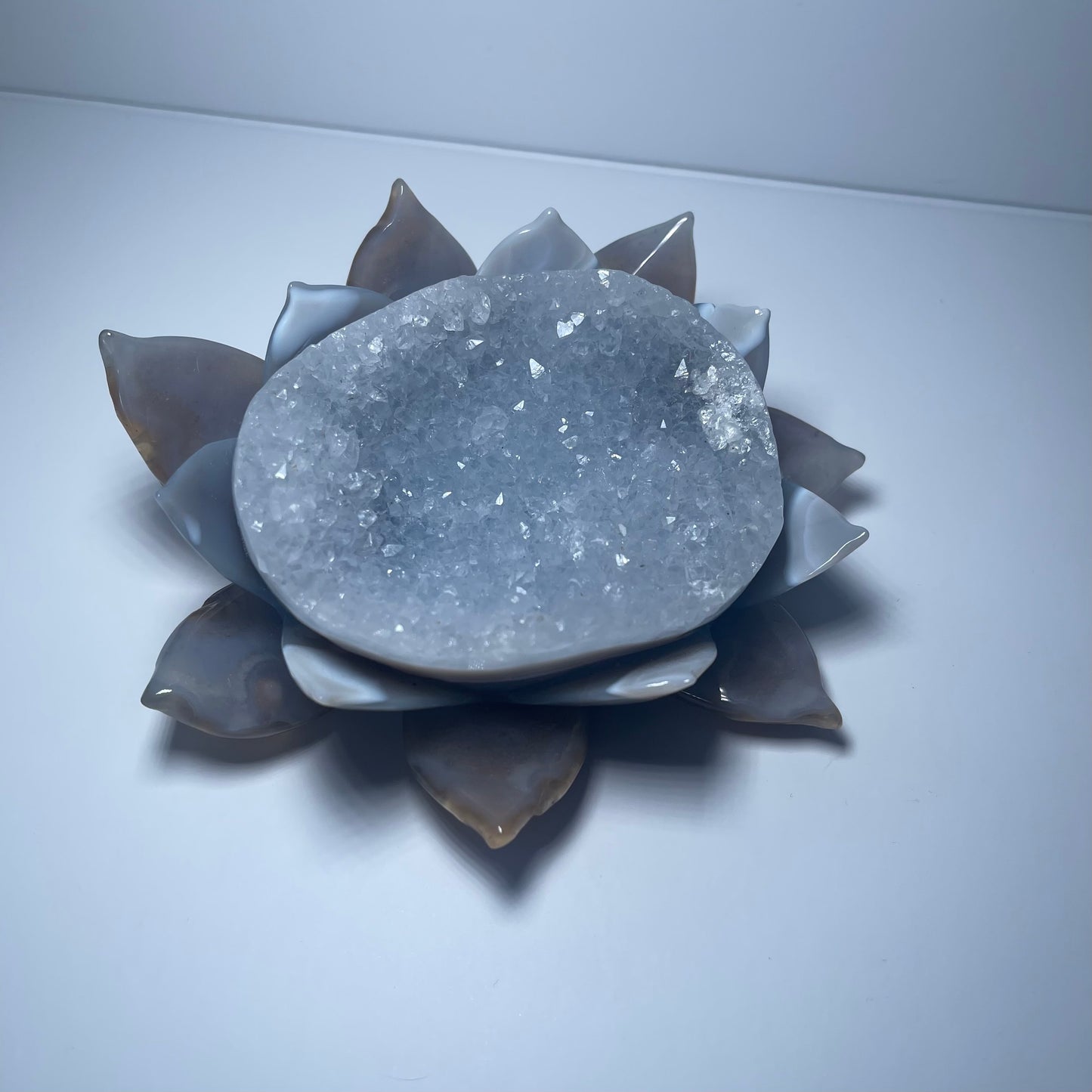 Blue Chalcedony Druzy Flower