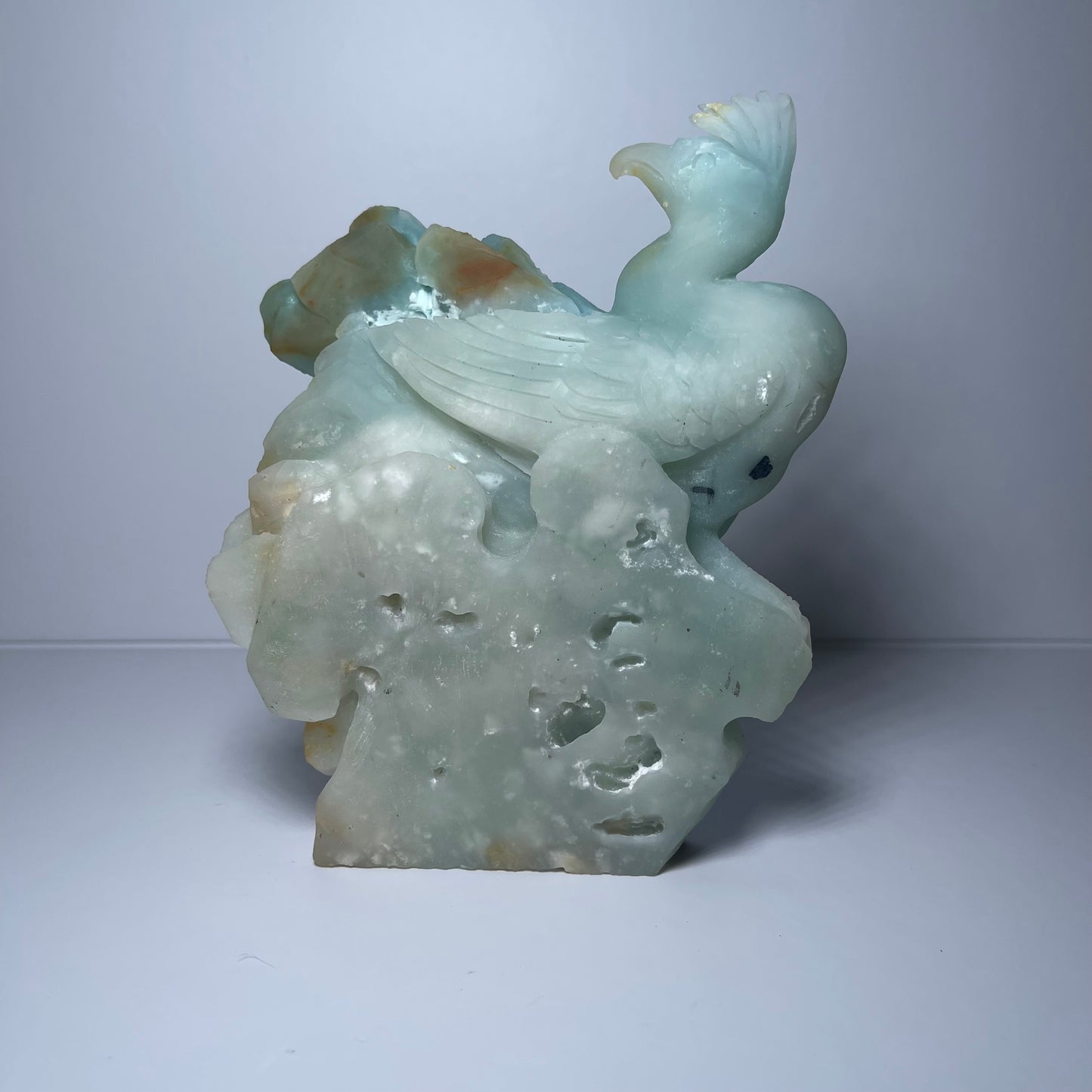 Caribbean Calcite Peacock Carving