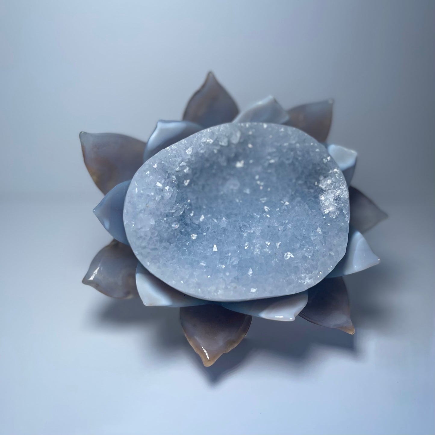 Blue  Chalcedony Druzy Flower