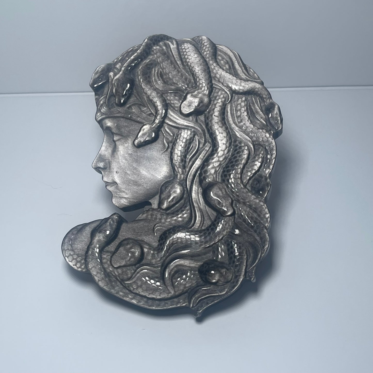 Silver Sheen Obsidian Medusa Silhouette