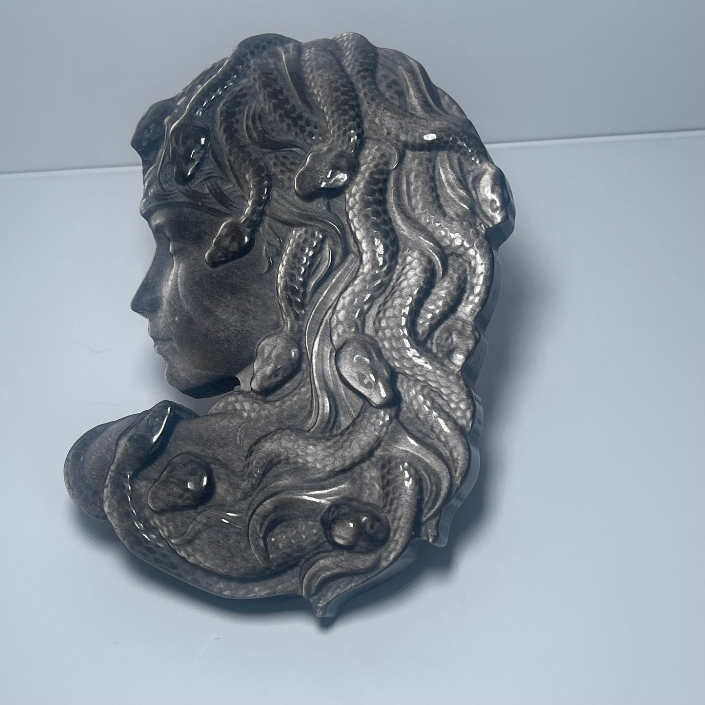 Silver Sheen Obsidian Medusa Silhouette