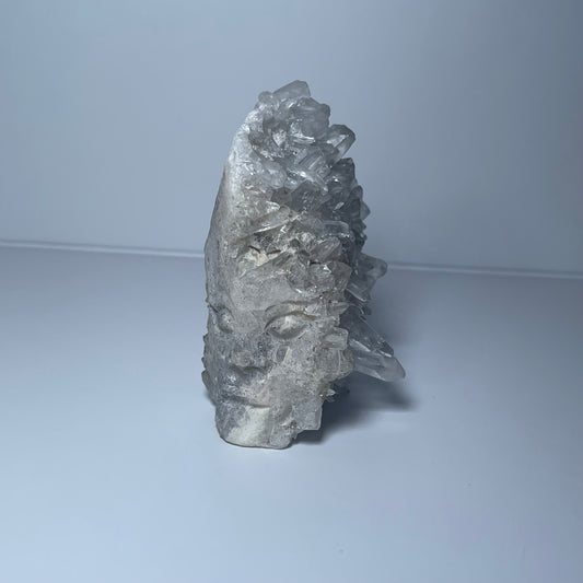Raw Clear Quartz with Face Carving