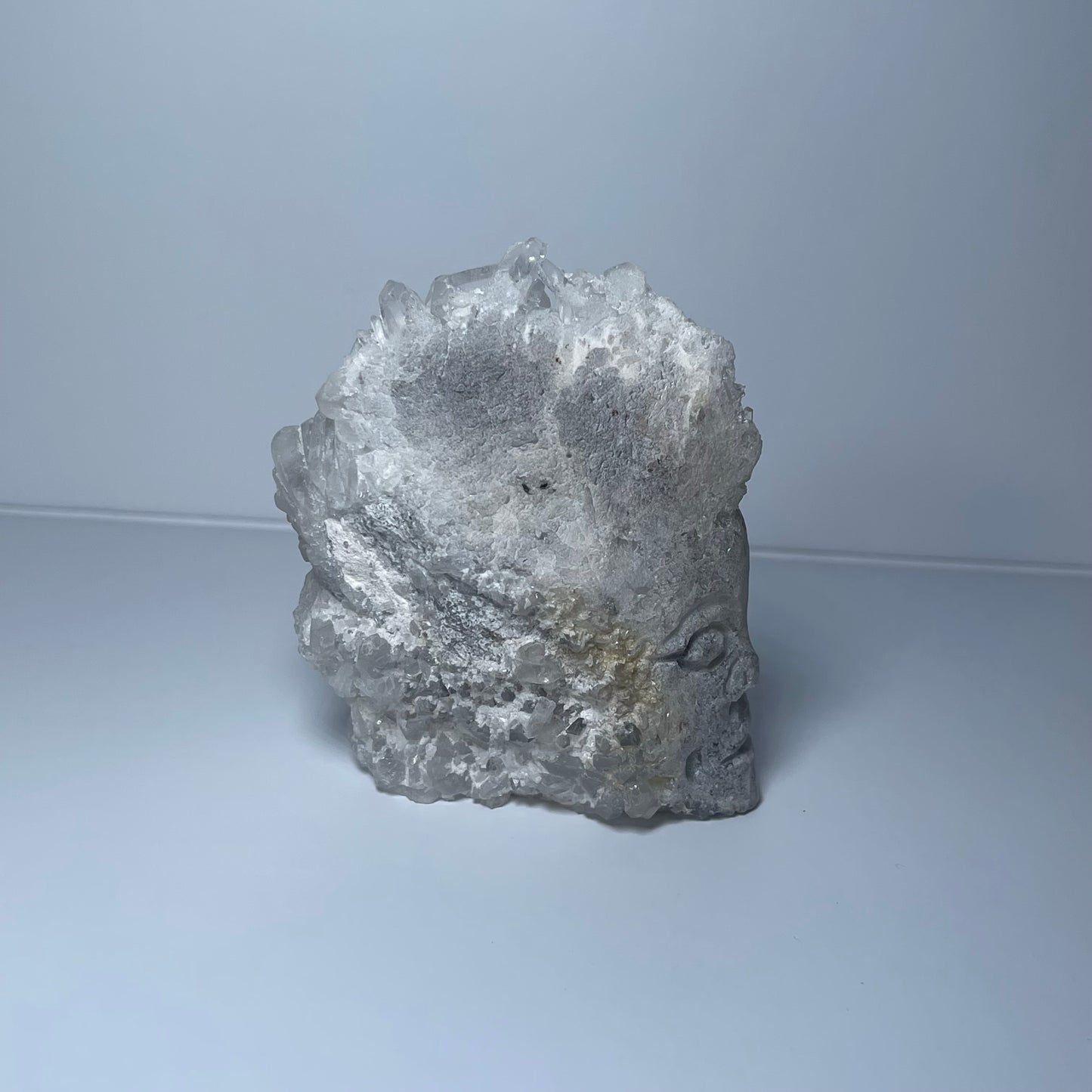 Raw Clear Quartz with Face Carving