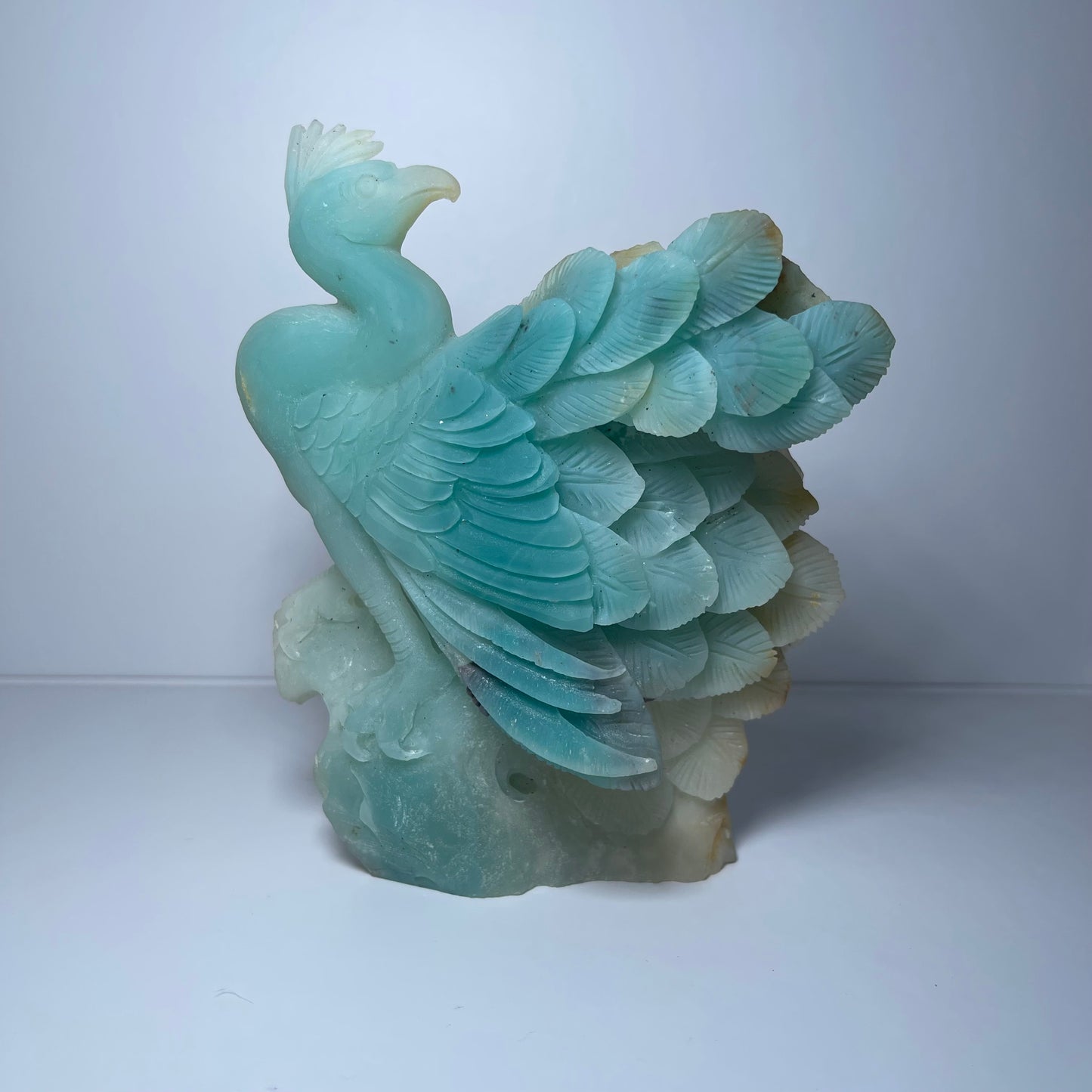 Caribbean Calcite Peacock Carving