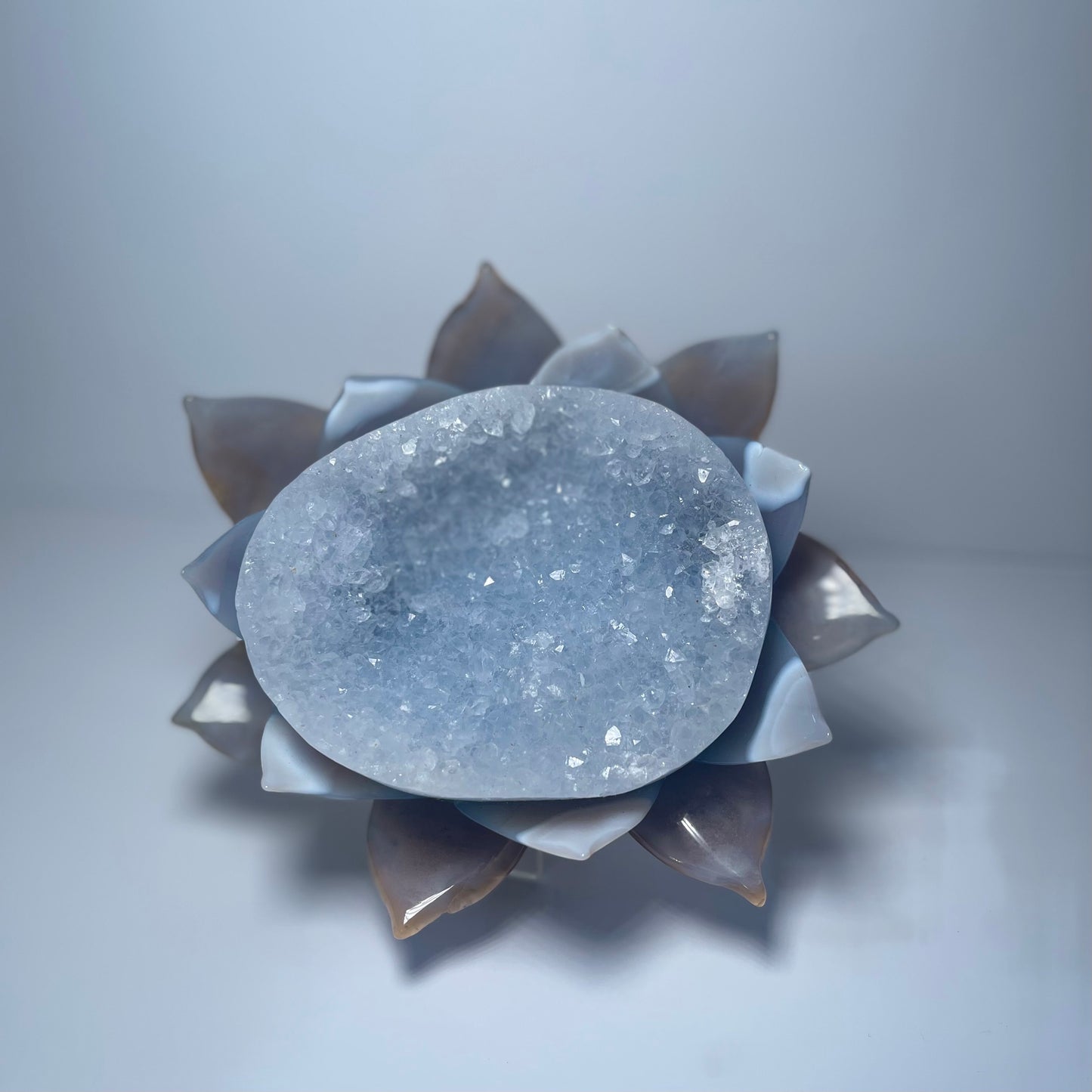 Blue  Chalcedony Druzy Flower