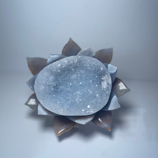 Blue  Chalcedony Druzy Flower