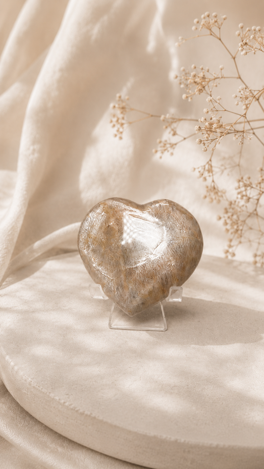 Peach Moonstone Heart - B