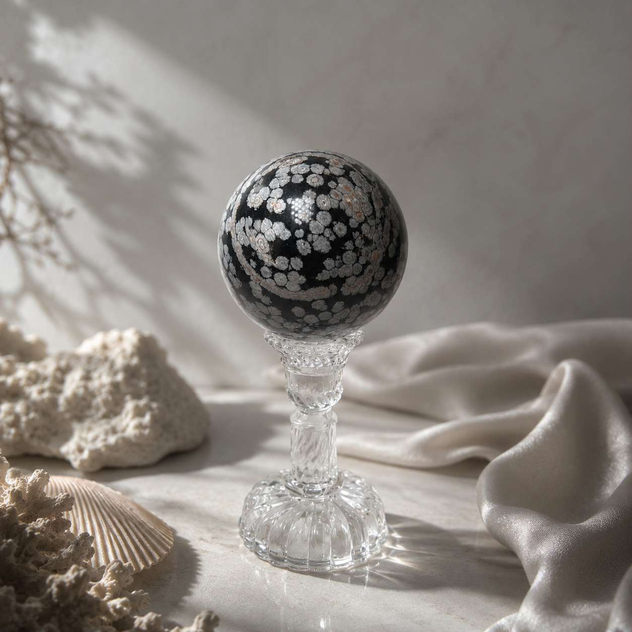 Snowflake Obsidian Sphere
