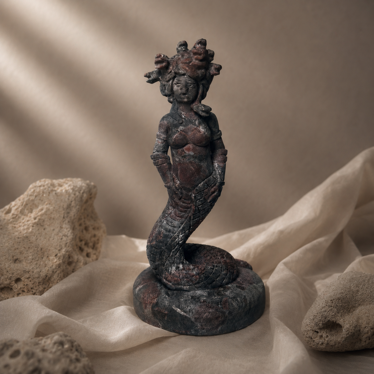 Garnet Medusa Carving