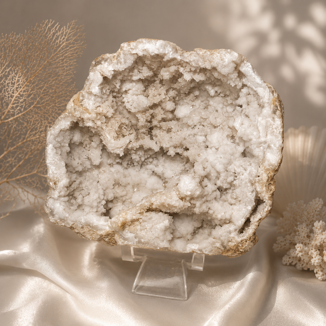 Snowy Quartz Geode - Large