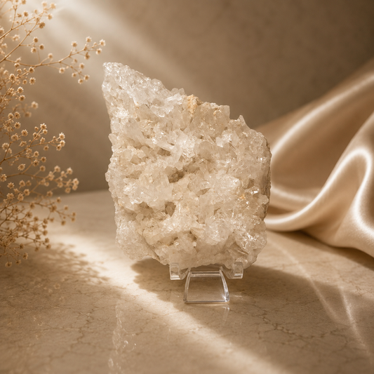 “White Flame” — Hand-Mined Arkansas Quartz Cluster | 4.3 oz